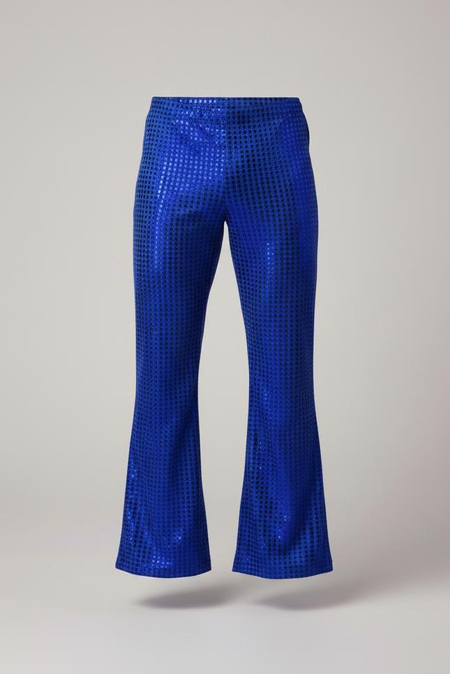 Pantalon Fluide Bleu Paillettes Évasé Disco Homme - Polyester - vue 3