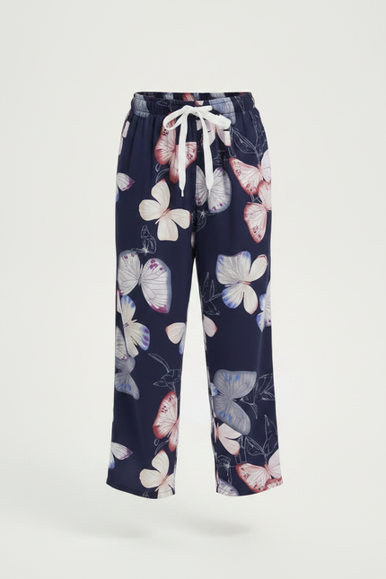 Pantalon Fluide Papillons Bleu Marine Ample Confortable Enfant - Viscose - vue 3