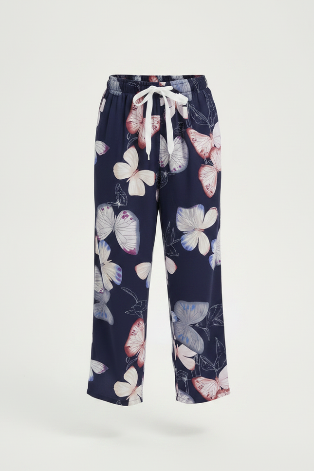 Pantalon Fluide Papillons Bleu Marine Ample Confortable Enfant - Viscose - vue 3