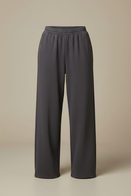 Pantalon Fluide Gris Ample Confortable Élastique Femme - Molleton - vue 3