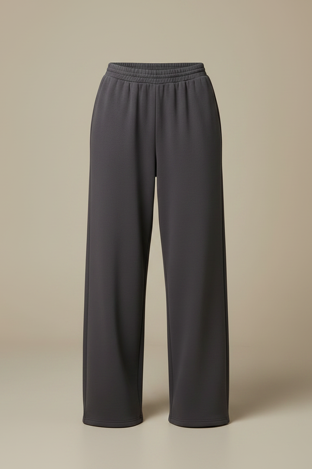 Pantalon Fluide Gris Ample Confortable Élastique Femme - Molleton - vue 3