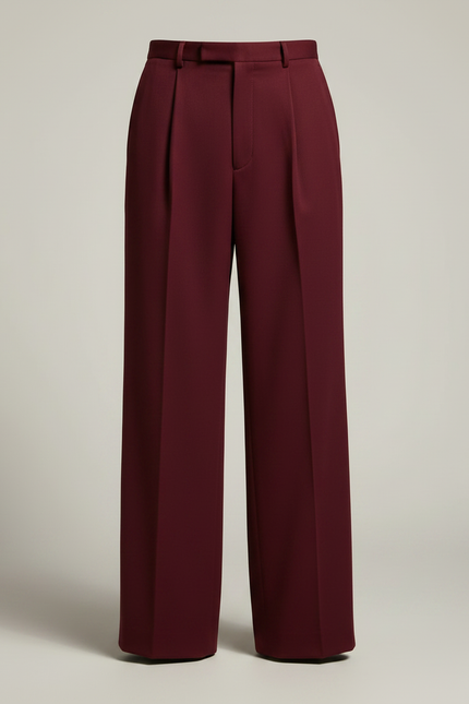 Pantalon Fluide Bordeaux Plissé Ample Élégant Homme - Polyester - vue 3