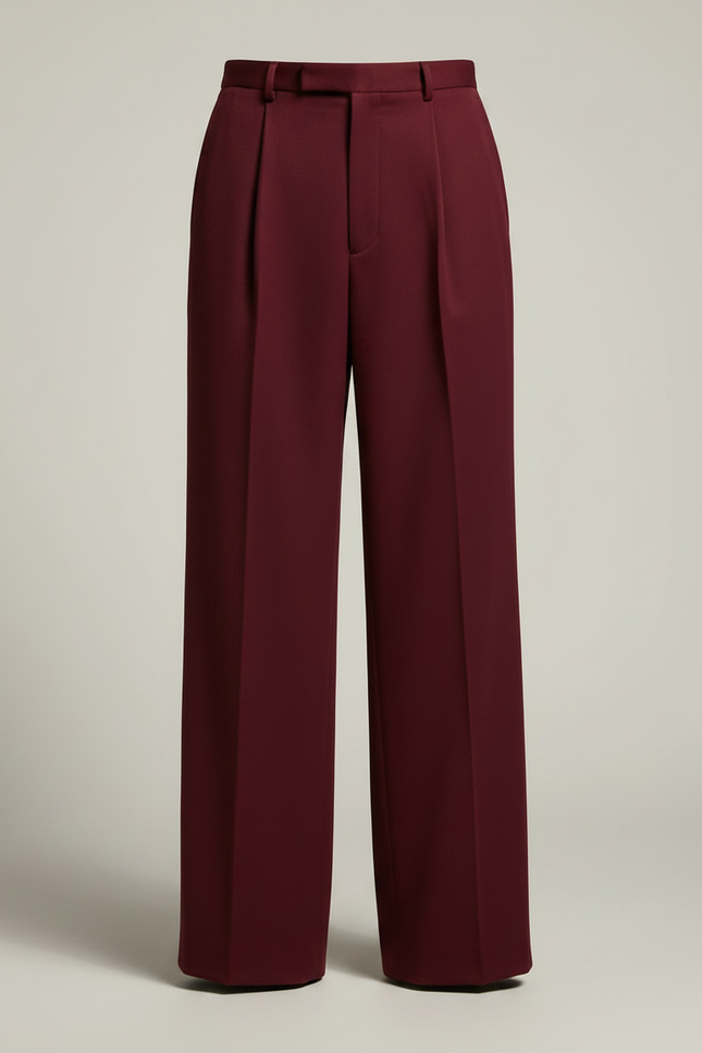 Pantalon Fluide Bordeaux Plissé Ample Élégant Homme - Polyester - vue 3