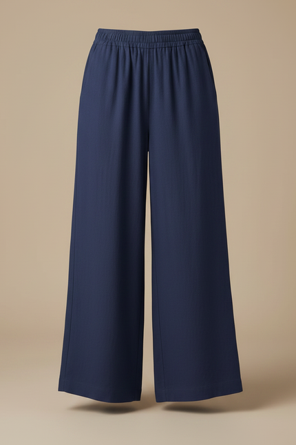 Grandes Tailles Femme Pantalon Fluide - Marine Lin - vue 3