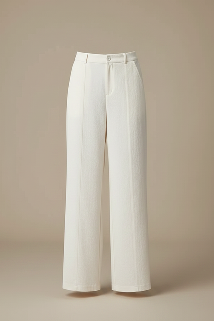 Pantalon Fluide Blanc Ample Taille Haute Casual - Lin - vue 3