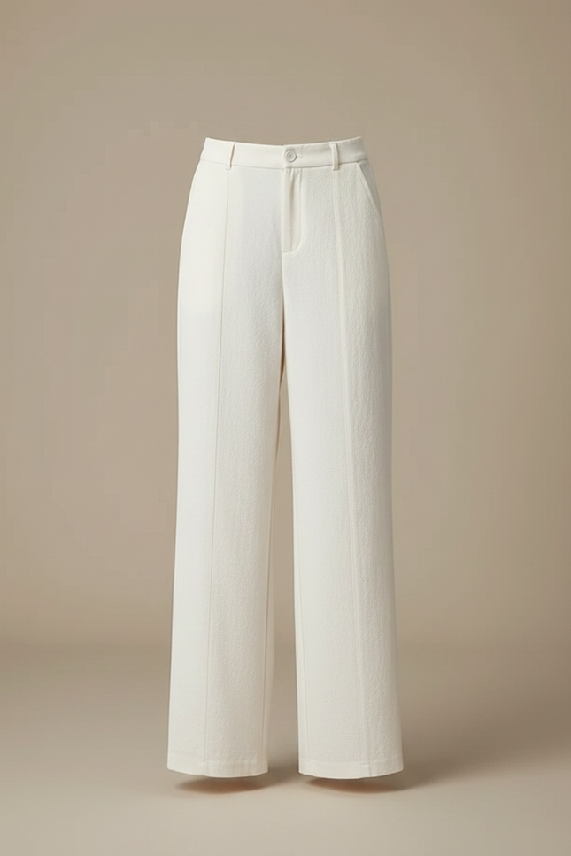 Pantalon Fluide Blanc Ample Taille Haute Casual - Lin - vue 3