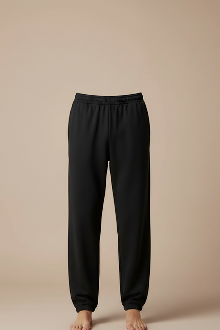 Pantalon Fluide Noir Ample Confortable Élastique - Molleton - vue 3