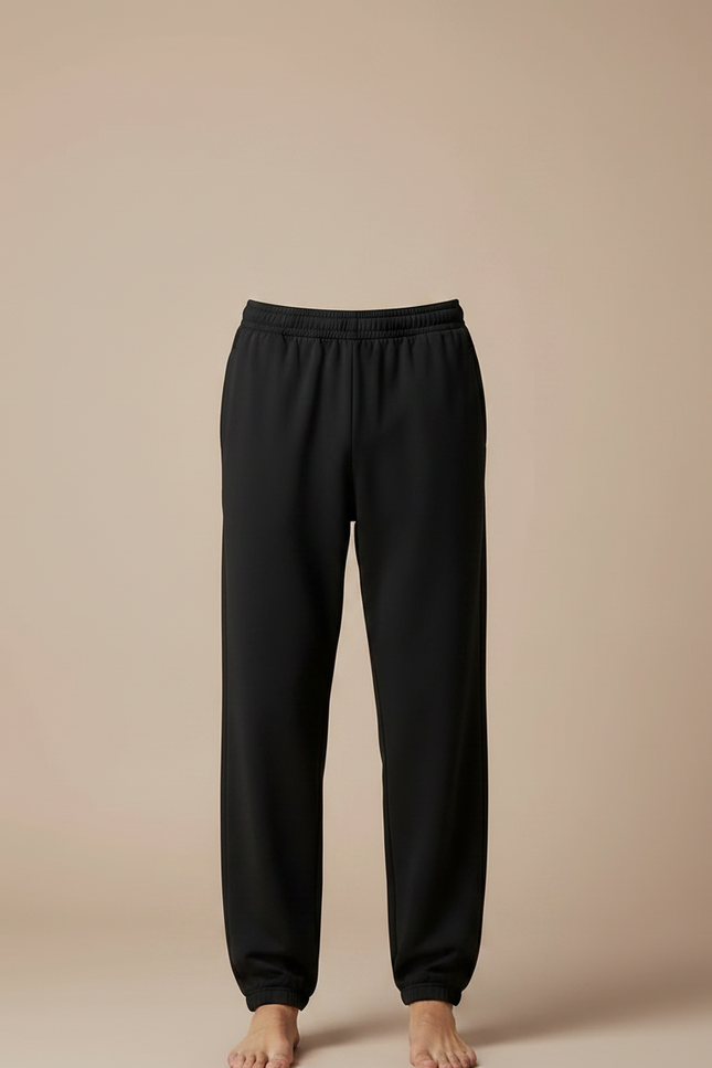 Pantalon Fluide Noir Ample Confortable Élastique - Molleton - vue 3