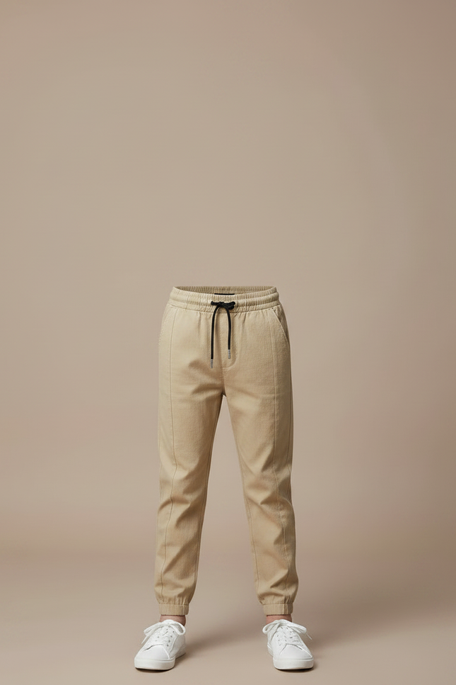 Pantalon Fluide Beige Coton Décontracté Garçon Unicolore - vue 3