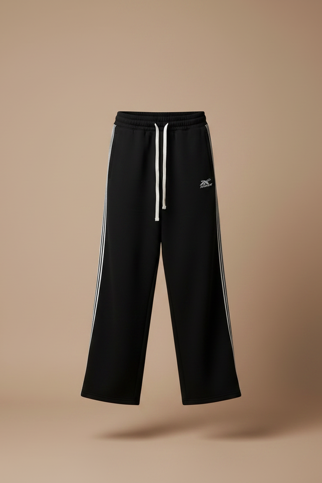 Pantalon Fluide Noir Ample Rayures Blanches Sport - Molleton - vue 3