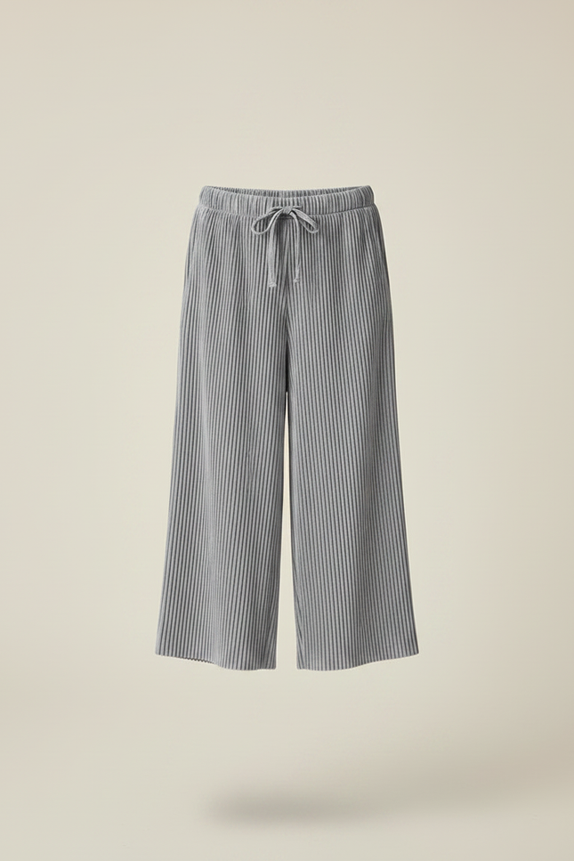 Pantalon Fluide Plissé Gris Ample Décontracté Fille - Polyester - vue 3
