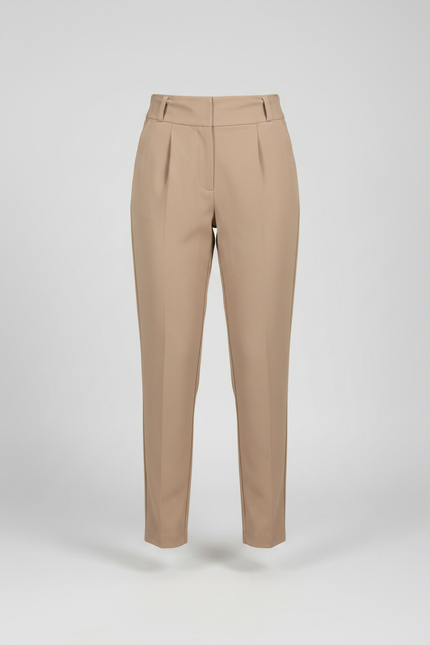 Pantalon Fluide Beige Taille Haute Ceinturé Élégant - Polyester - vue 3