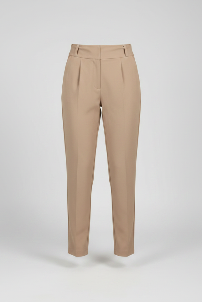 Pantalon Fluide Beige Taille Haute Ceinturé Élégant - Polyester - vue 3