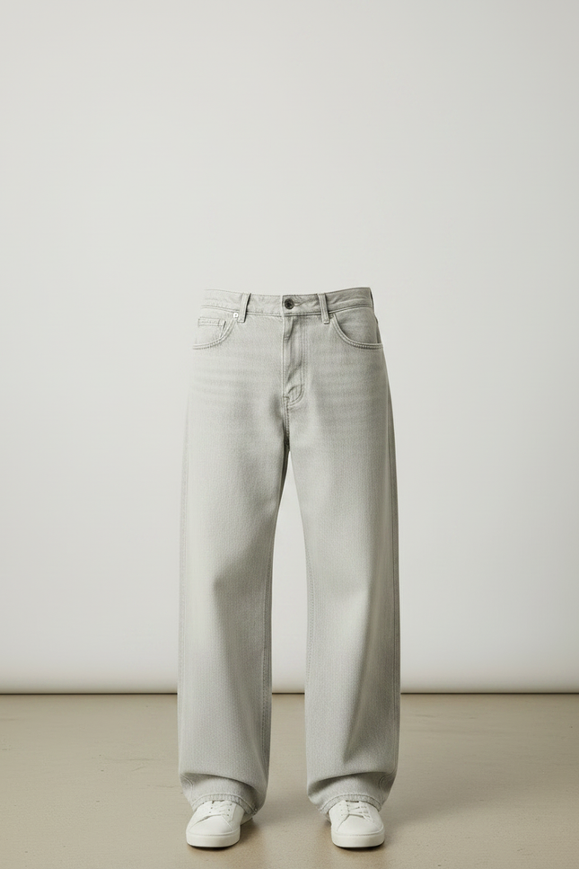 Pantalon Fluide Gris Clair Ample Décontracté Denim - Jean - vue 3