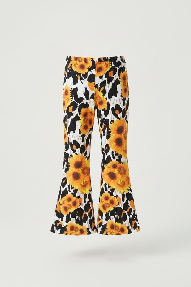 Pantalon Fluide Évasé Imprimé Tournesol Léopard Enfant - Maille - vue 3