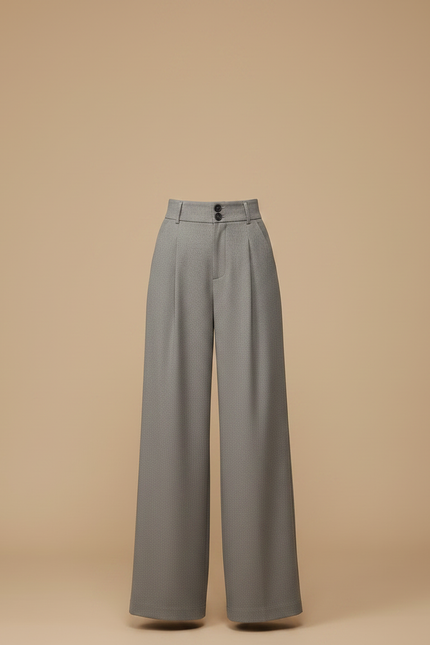 Pantalon Tailleur Fluide Femme - Gris Gabardine - vue 3