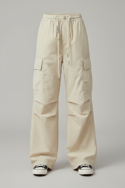 Pantalon Fluide Beige Cargo Ample Décontracté Fille - Polyester - vue 3