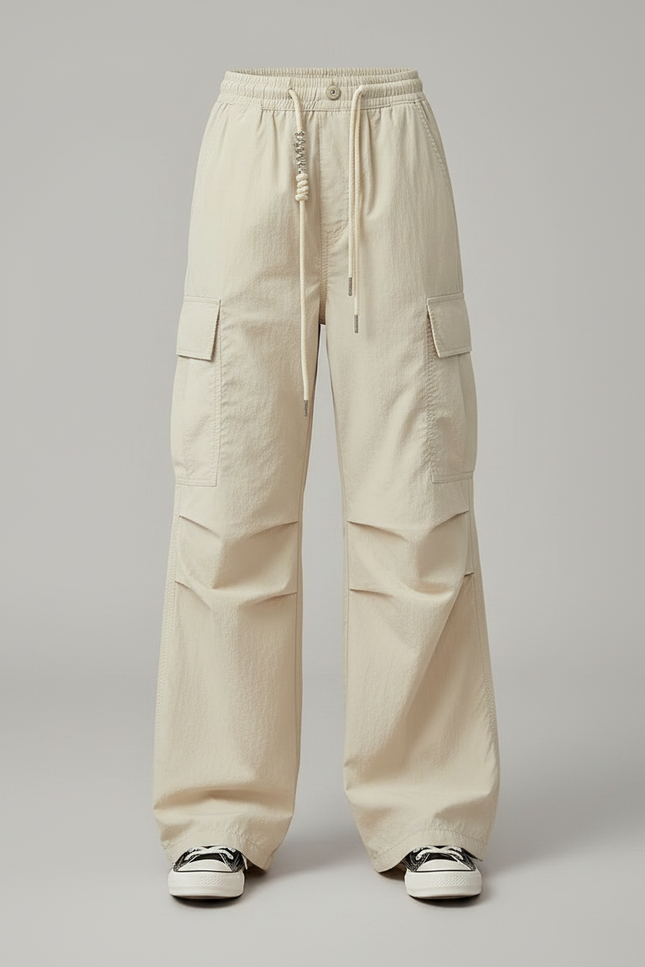 Pantalon Fluide Beige Cargo Ample Décontracté Fille - Polyester - vue 3