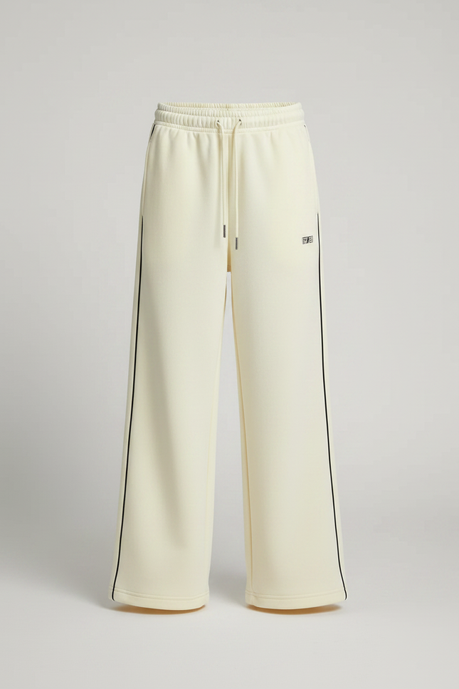 Pantalon Fluide Écru Large Sport Rayures Confortable - Jaune Molleton - vue 3