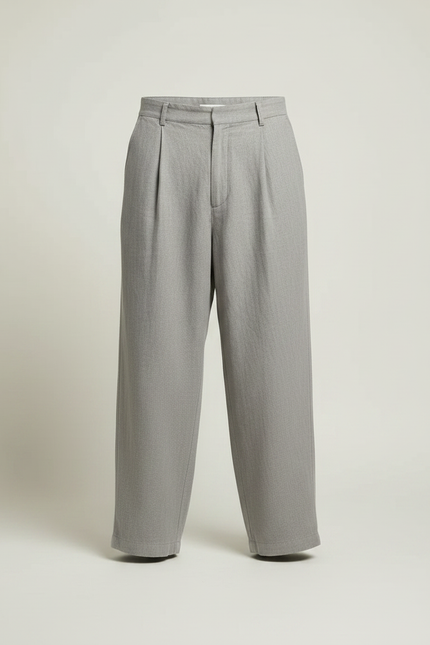 Pantalon Fluide Gris Lin Plissé Ample Homme - vue 3