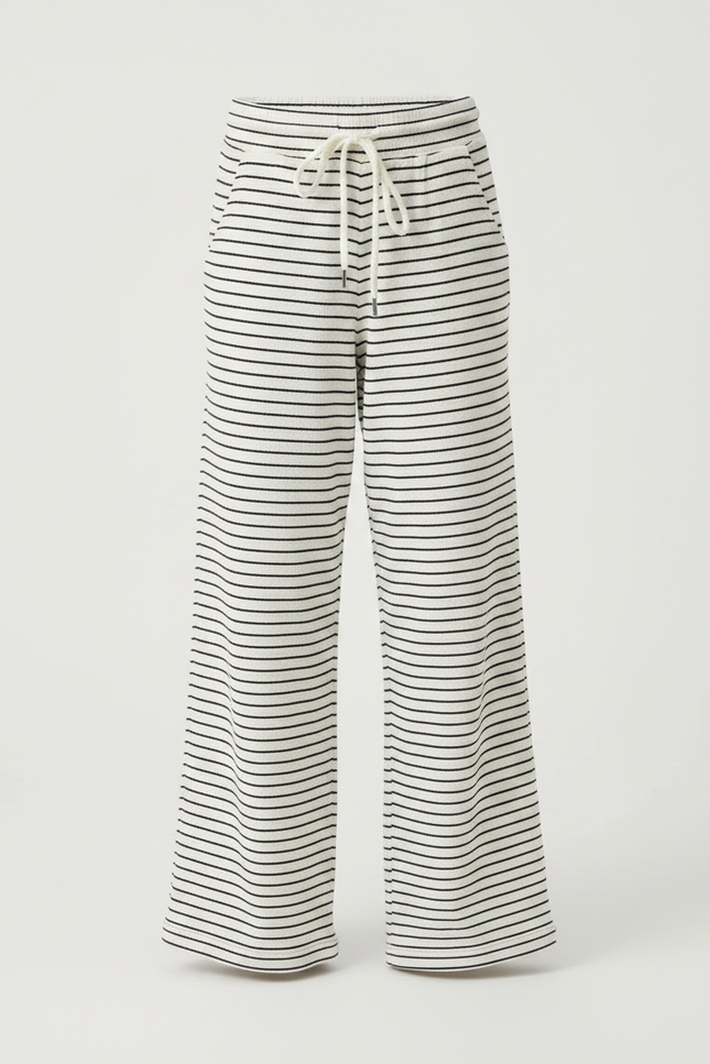 Pantalon Fluide Rayé Large Cordon Confortable Décontracté - Multicolore Maille - vue 3