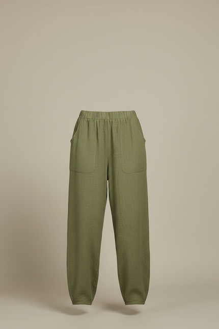 Pantalon Fluide Kaki Ample Confortable Lin Femme - vue 3