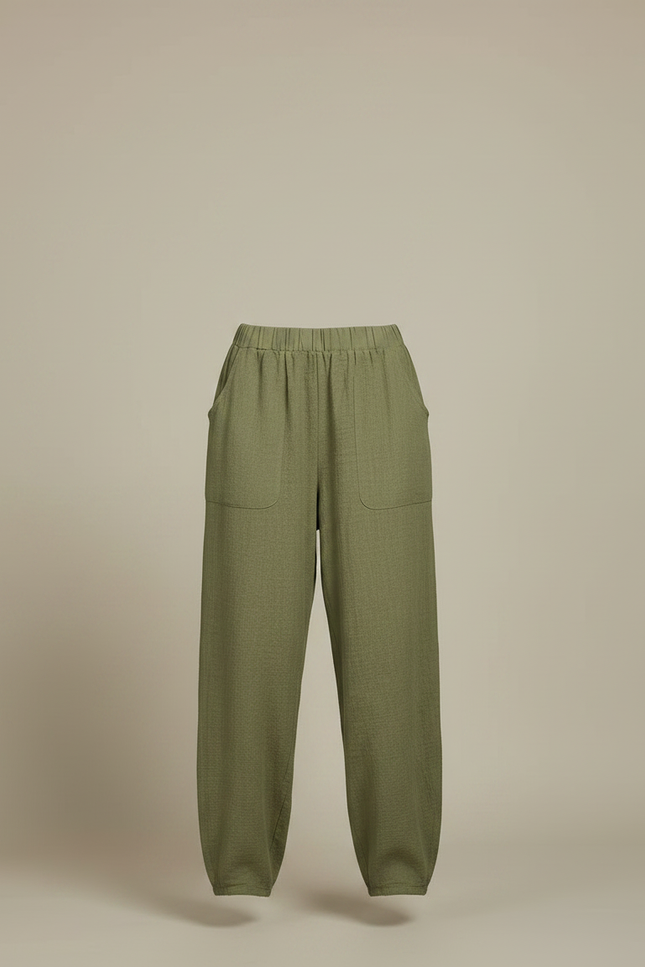 Pantalon Fluide Kaki Ample Confortable Lin Femme - vue 3