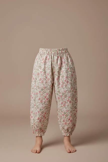 Pantalon Fluide Imprimé Floral Élastique Ample Enfant - Coton - vue 3