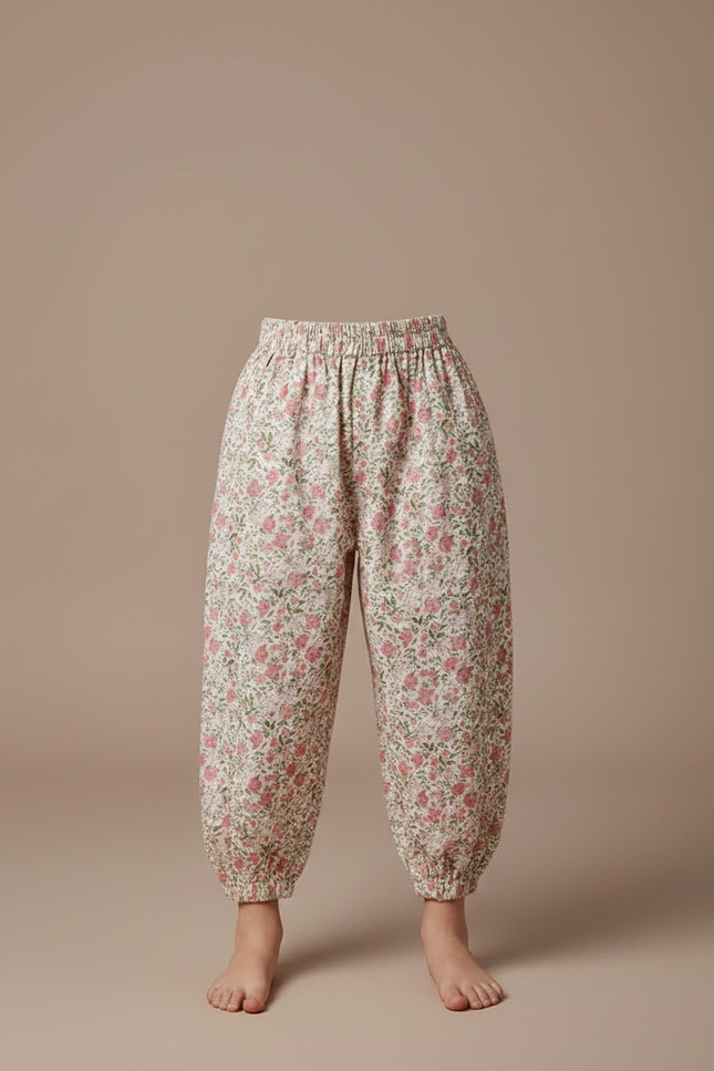 Pantalon Fluide Imprimé Floral Élastique Ample Enfant - Coton - vue 3