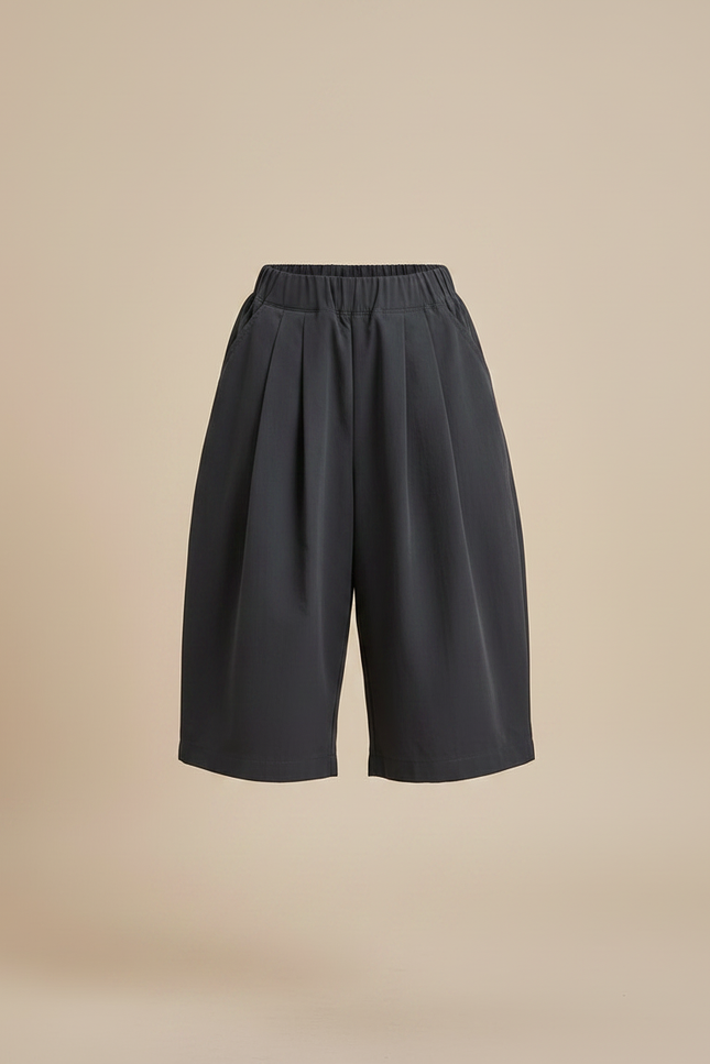 Pantalon Culotte Fluide - Gris Polyester - vue 3