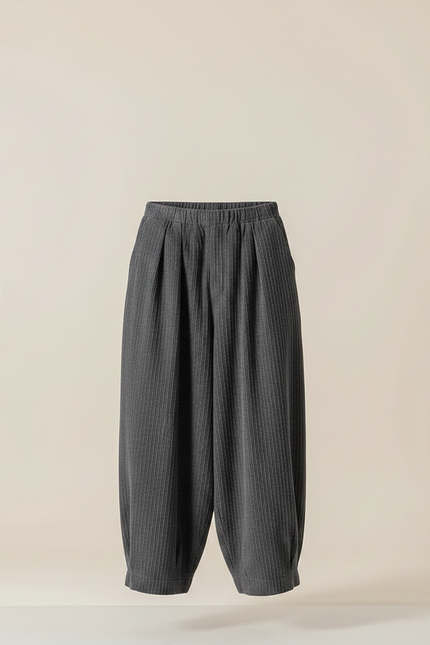 Pantalon Fluide Gris Côtelé Ample Homme Décontracté Harem - Cordé - vue 3