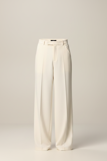 Pantalon Fluide Beige Large Décontracté Plissé Homme - Laine - vue 3