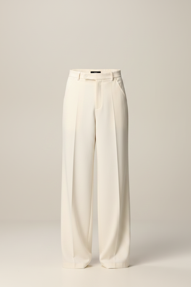 Pantalon Fluide Beige Large Décontracté Plissé Homme - Laine - vue 3