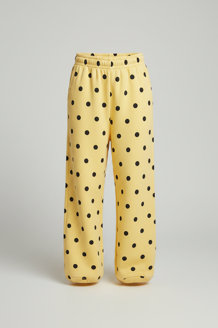 Pantalon Fluide Jaune Ample Polka Dots Hiver - Molleton - vue 3