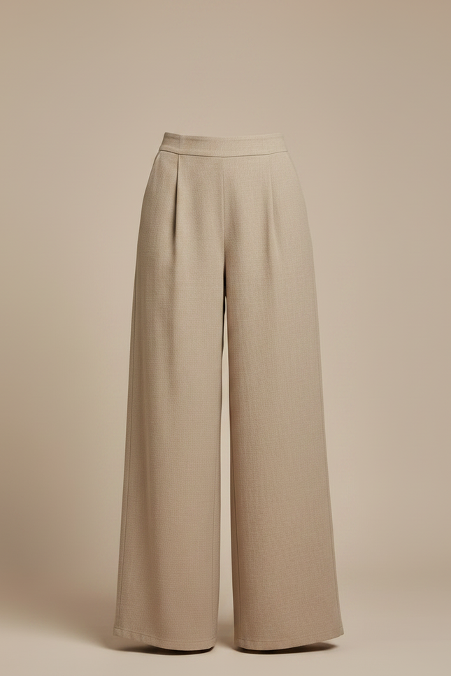 Pantalon Fluide Beige Ample Taille Haute Décontracté - Viscose - vue 3