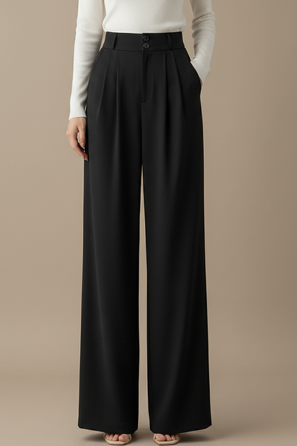 Pantalon Fluide Femme Noir Palazzo Viscose Chic Mi-saison 3 - Polyester - vue 3