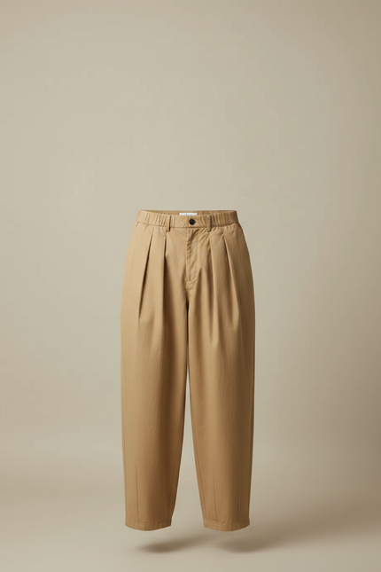 Pantalon Fluide Beige Ample Plissé Décontracté Homme - Gabardine - vue 3