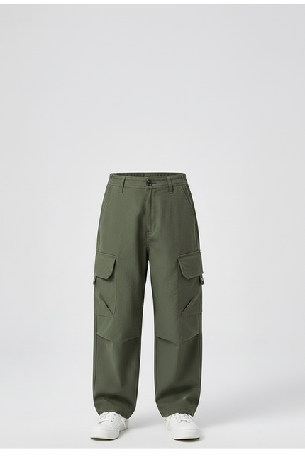 Pantalon Fluide Cargo Vert Kaki Ample Décontracté - Gabardine - vue 3