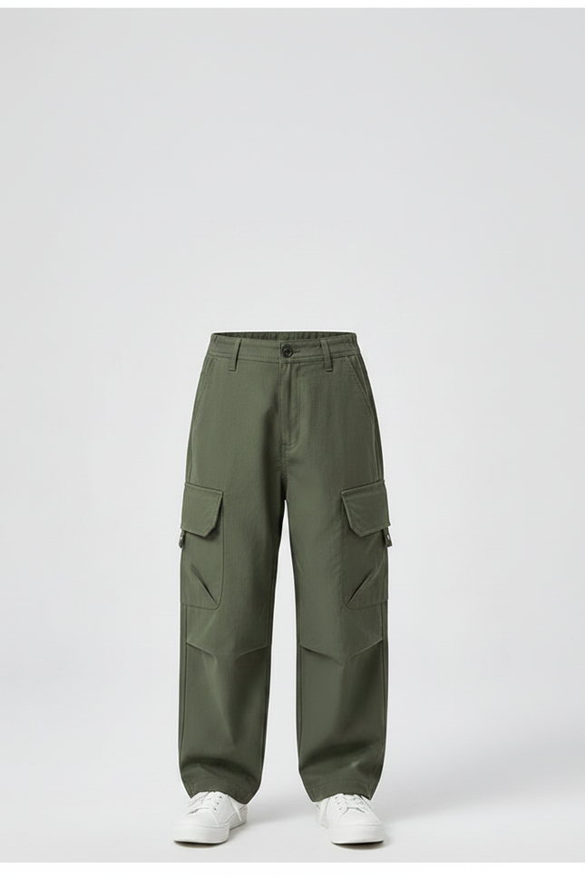 Pantalon Fluide Cargo Vert Kaki Ample Décontracté - Gabardine - vue 3