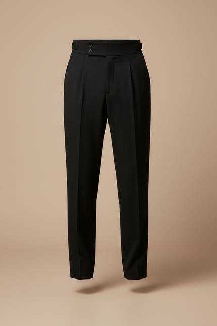 Pantalon Fluide Noir Plissé Taille Haute Élégant Homme - Polyester - vue 3