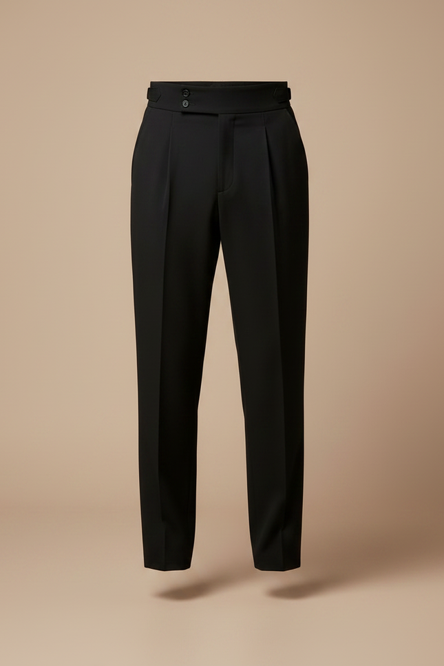 Pantalon Fluide Noir Plissé Taille Haute Élégant Homme - Polyester - vue 3