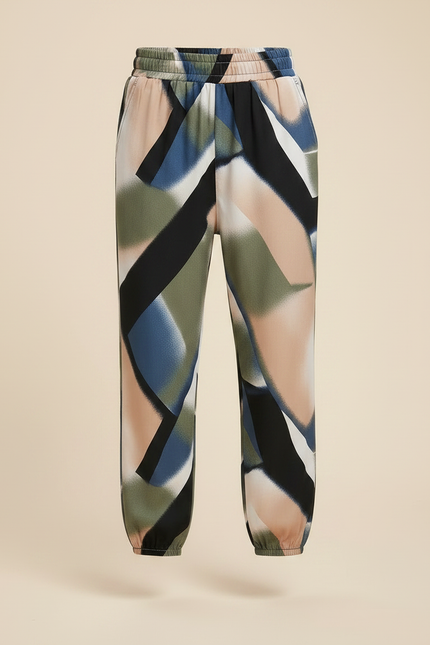 Pantalon Fluide Imprimé Vert - Multicolore Viscose - vue 3