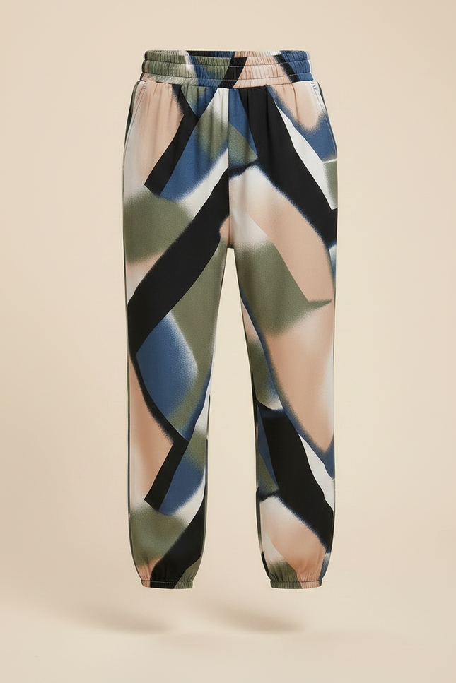 Pantalon Fluide Imprimé Vert - Multicolore Viscose - vue 3