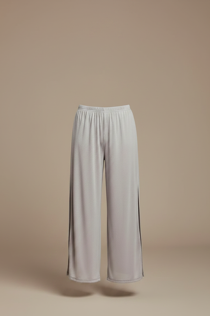 Pantalon Fluide Gris Maille Ample Fendu Enfant - vue 3