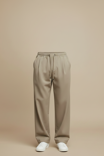 Pantalon Fluide Homme Beige Plissé Décontracté Ample - Gabardine - vue 3