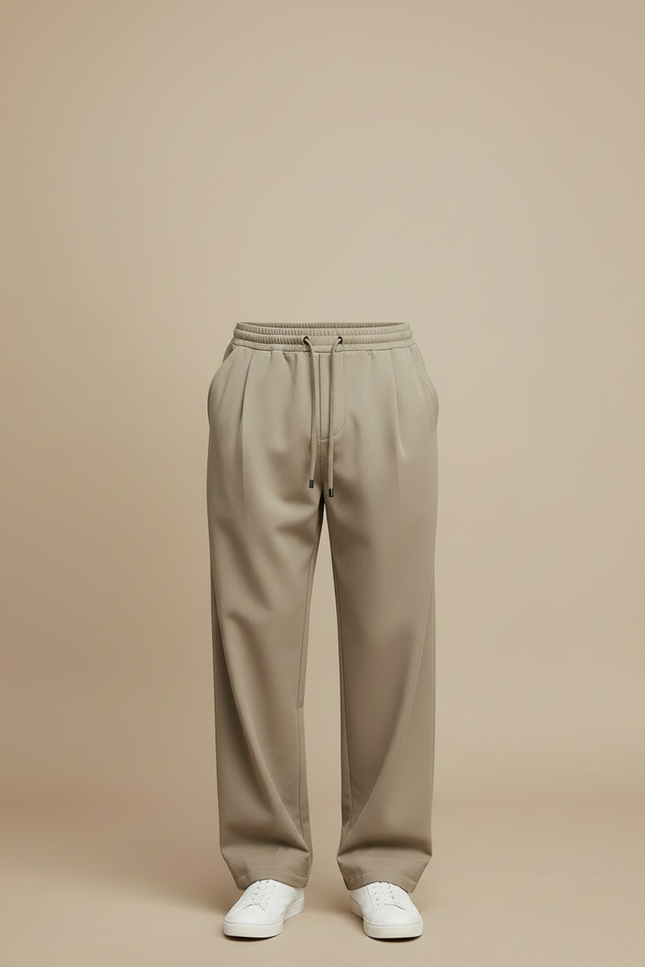 Pantalon Fluide Homme Beige Plissé Décontracté Ample - Gabardine - vue 3