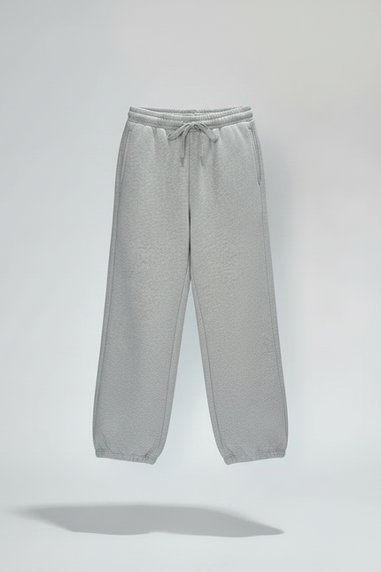 Pantalon Fluide Fille Gris Coupe Ample Coton - Molleton - vue 3