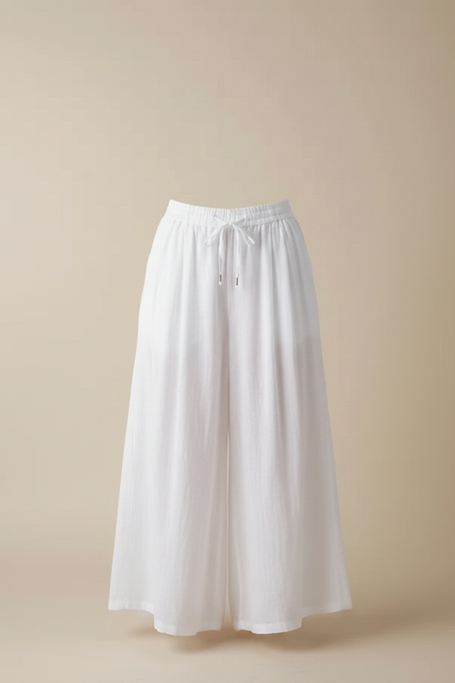 Pantalon Fluide Voile - Blanc Lin - vue 3