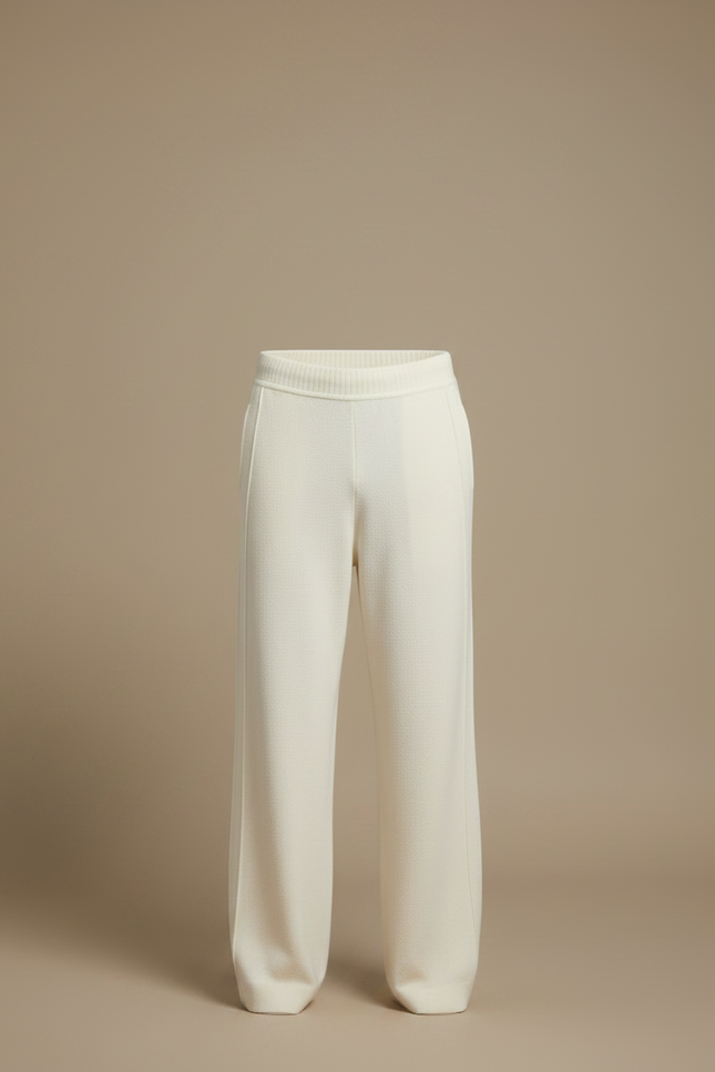 Pantalon Fluide Écru Ample Cachemire Tricoté Homme - Beige Maille - vue 3