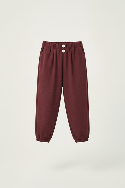 Pantalon Fluide Bordeau Ample Coton Enfant Unisexe - Bordeaux - vue 3